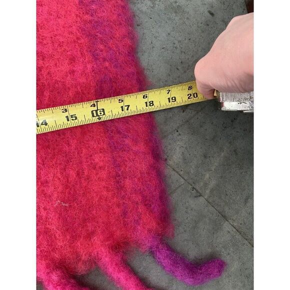Mohair Scarf Large Fringe Bright Pink Purple Wrap - Picture 5 of 5
